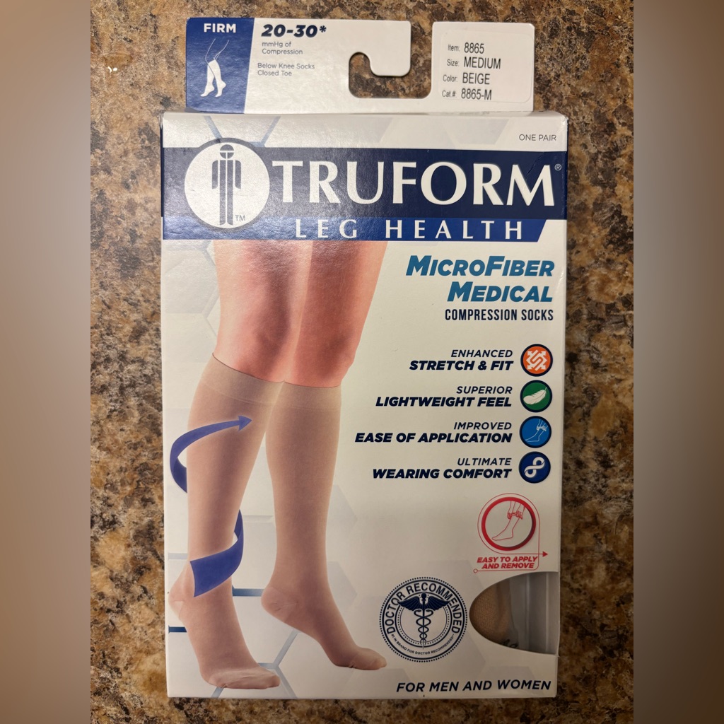 Truform Microfiber Medical Compression KneeHighs  Beige 2030 Mmhg